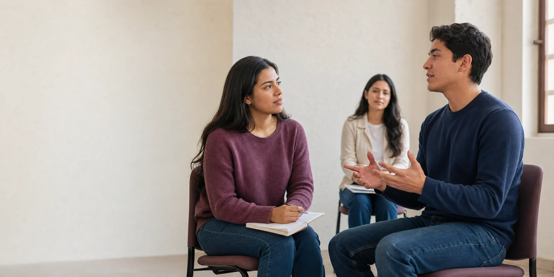 Estudiantes de Psicología practicando escucha y comunicación
