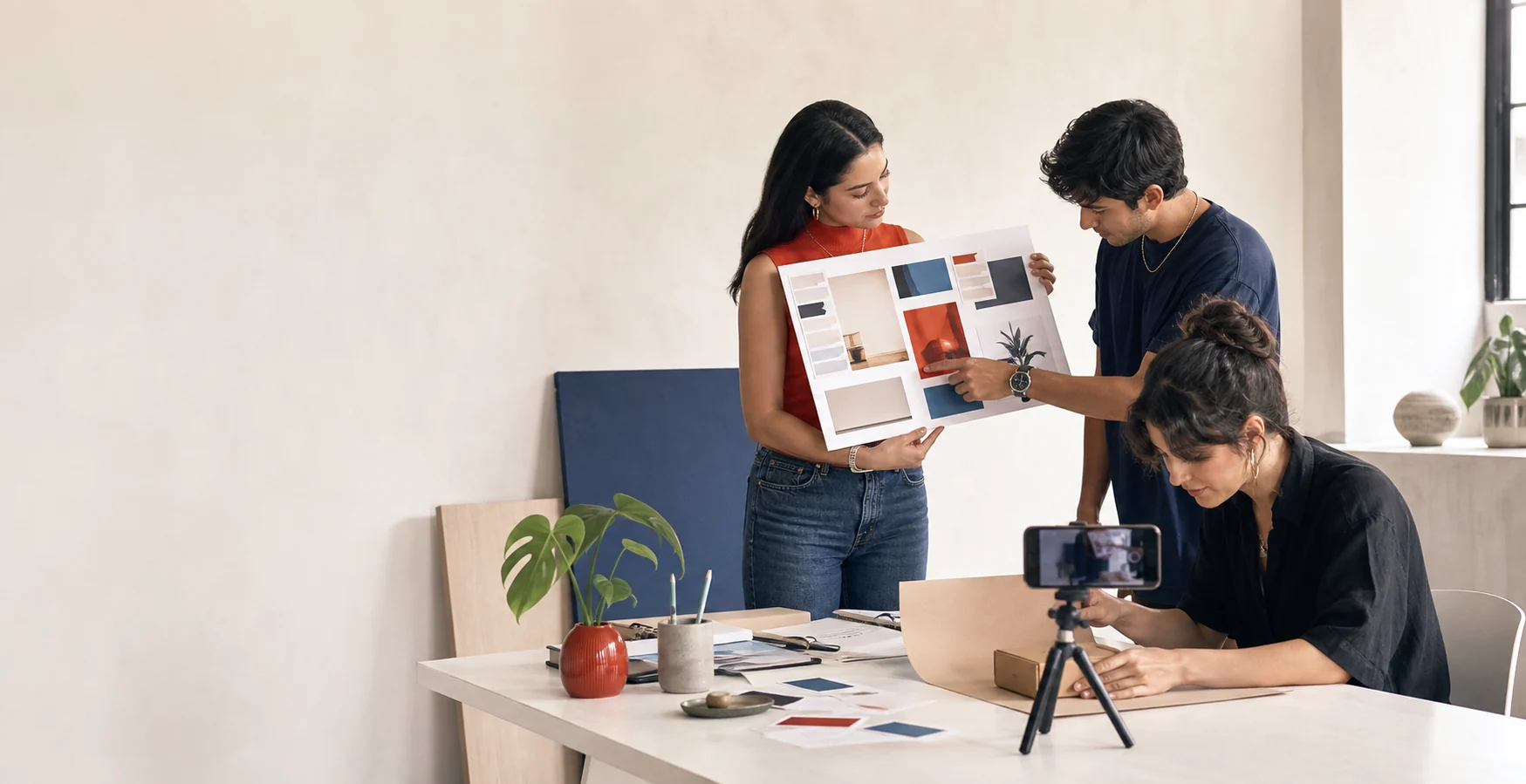 Equipo de Mercadotecnia desarrollando contenido y una estrategia creativa.